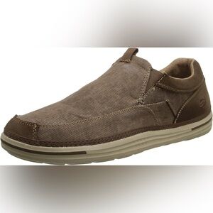 Skechers Landen Gomer Men's Size 11M Brown Suede Canvas Slip On Shoes Loafers